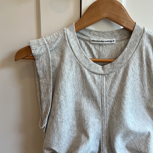 T by Alexander Wang Wash & Go Side-Tie Crop Top, Size S, Grey - Picture 4 of 9